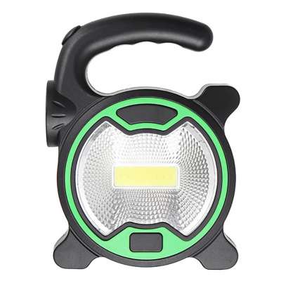 Portable LED COB Camping Flashlight Lantern Battery Powered Floodlight + Side Torch Light for Outdoor Hiking Fishing Working