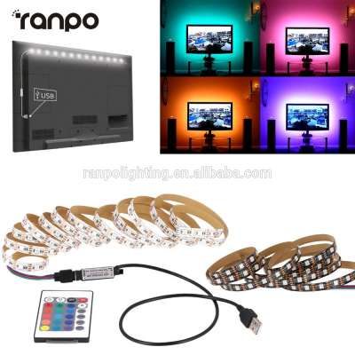 1M To 5M LED Backlight TV Strip Tape RGB 5050 SMD Non Waterproof Television Lighting Decoration+ DC 5V USB Remote Controller