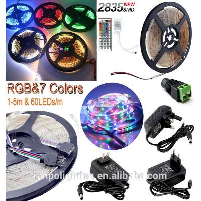 Hot Selling waterproof 1M-5M 300LED SMD 2835/3528 RGB/White Flexible LED Strip Light+Remote+Power Supply